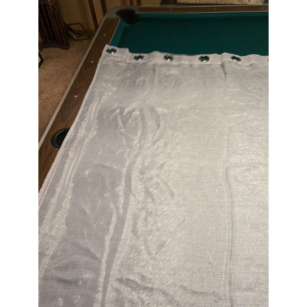 7 Panels - Silver Metallic Coarse Sheer Curtain 62